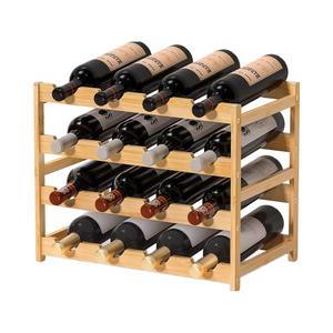Miễn phí-đứng tầng bảng rượu vang tổ chức 4-Tier 16 chai công suất mạnh mẽ tre rượu vang lưu trữ Kệ Countertop giá - Product Image 1