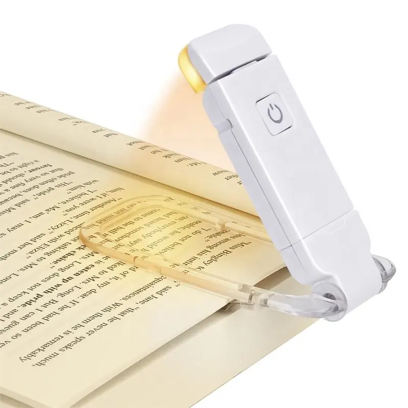 Светодиодная лампа для чтения книг с зарядкой от USB, регулируемая яркость, защита глаз, зажим, портативная лампа для чтения книг, Закладка