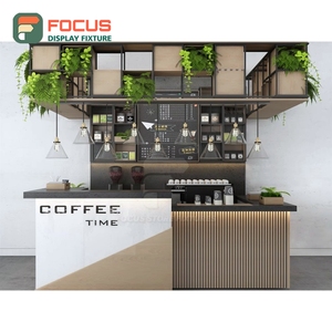 Exhibidor de Productos de Café Comercial con Acabado de Madera Mate para Área de Servicio de Barista y Tienda - Product Image 6