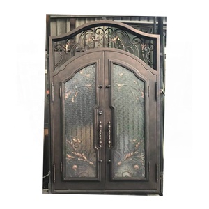 Porte d'entrée en fer forgé noir et or avec moulures décoratives, modèle Forever Iron Door, pour appartement et hôtel, catalogue PDF disponible - Product Image 6