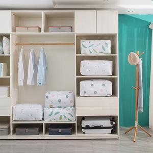 Organisateur de vêtements rectangulaire en coton 100% durable, sac de rangement pour chambre à coucher, sac à couettes imprimé planètes - Product Image 3