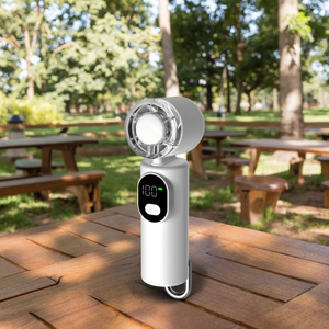 Oem ODM quạt làm mát di động 2000mAh pin thông minh LED cầm tay màn hình quạt với Carabiner cho cắm trại ngoài trời Quạt cầm tay - Product Image 1