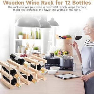 Wooden Wine Rack 4 Layers Solid Wood <b>Desktop</b> Display Rack For Home Living Room - Product Image 2