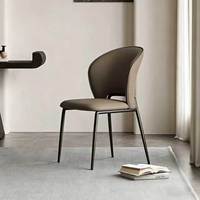 Chaises de salle à manger minimalistes contemporaines de style italien en métal et cuir, design haut de gamme pour la maison, l'hôtel et la salle de bain