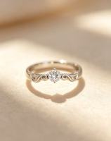Bague en argent 925 avec zircon, motif herbe bouclée, classique et simple, sertie de griffes, pour femme
