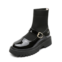 Bottines à lacets élastiques en cuir épais pour femmes, confortables, à talons épais, respirantes, collection Printemps-Automne-Hiver 2026