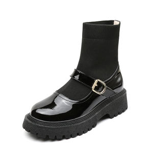 Bottes courtes épaisses en cuir élastique à lacets pour femmes, collection Printemps-Automne-Hiver 2026, résistantes à l'usure et antidérapantes, nouveauté - Product Image 4
