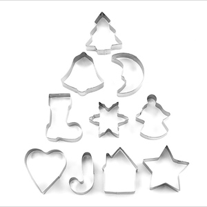 Kits de découpoirs à biscuits en forme d'arbre de Noël, lot de 10 moules à biscuits 3D tridimensionnels en acier inoxydable, outils de pâtisserie - Product Image 5