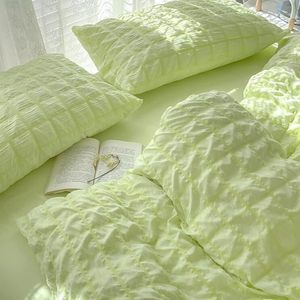 Seersucker Bộ Đồ Giường Bộ 4Pcs Cô Gái Bộ Đồ Giường Bộ Với Fillow shamstextured Comforter Trái Tim Bong Bóng Sợi Ký Túc Xá Bộ Đồ Giường Bộ - Product Image 3