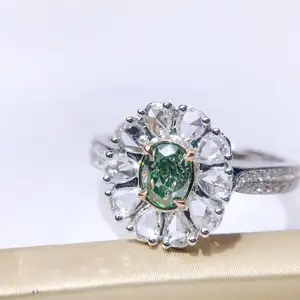 Custom 14K 18K green diamond engagement ring gold jewelry ladies ring jewelry