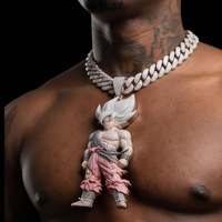 Nuevo Colgante Personalizado con Incrustaciones de Diamantes de Imitación, Plata de Ley 925, Colgante Hip Hop con Diseño de Figura 3D para Hombre