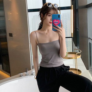 Tops blancos de verano para mujer, nueva camisola sin mangas ajustada sin espalda, Tops <span class=keywords><strong>Bandeau</strong></span> recortados, sujetador básico sin mangas con tirantes finos - Product Image 3