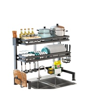 Vente en gros Évier de cuisine Égouttoir à vaisselle Assiette à bol Étendoir à vaisselle sur pied à 2 niveaux en métal