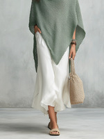 Ensemble deux pièces pour femme : poncho à col drapé et robe midi fluide, tenue assortie pour les vacances à la plage