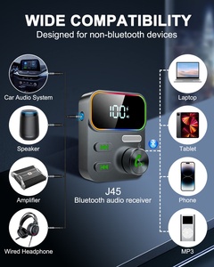AGETUNR New Hot J48 Music AUX <strong>Adaptor</strong> with Mic 2 Link Universal 3.5mm Jack <strong>bluetooth</strong> 5.3 Audio Receiver RGB LED Battery Display - Product Image 5