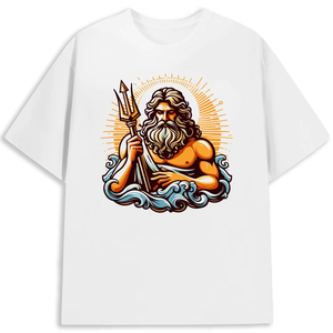 Maglietta girocollo con grafica Poseidone, dio greco del mare, per uomo e donna, mitologia greca - Product Image 1