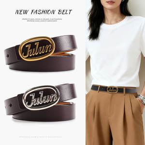 JULUN <span class=keywords><strong>Ceinture</strong></span> en cuir véritable pour femmes, style coréen, boucle de <span class=keywords><strong>ceinture</strong></span> de style simple pour pantalon de tailleur - Product Image 1