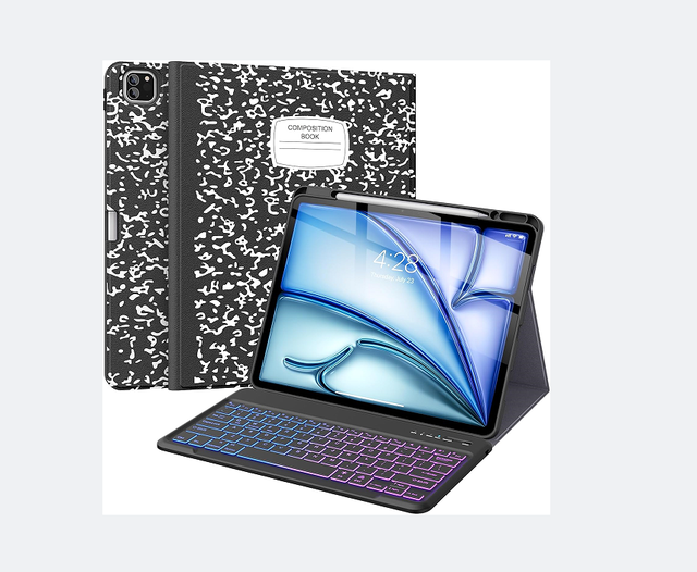 Backlit Wireless Detachable Folio Cover Keyboard Case for iPad Air 13 Inch (M2) 2024 for iPad Pro 12.9 Inch 6th/5th Gen