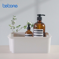 Boîte de rangement pliable pour bureau et panier de rangement, en plastique durable, design carré, blanc, 23,6x17,6x8,5CM, pour l'organisation de la maison