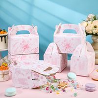 Boîtes cadeaux en papier rose à motifs floraux, boîtes à friandises de style chinois imprimées de fleurs pour mariage et anniversaire