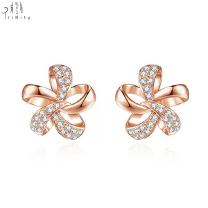 Nuovo arrivo Fine Jewelry Occident Style 18K Solid Rose Gold Real Natural Diamond Earring Stud per le donne