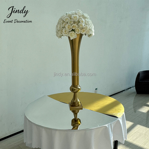JINDY Wedding Table Centerpiece Decoration Tall Cylinder Metal Gold <strong>Vase</strong> <strong>Flower</strong> Stand With <strong>Flower</strong> Ball Bouquet - Product Image 2