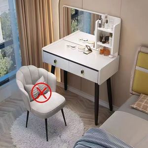 Tocador Moderno y Elegante con Superficie <span class=keywords><strong>de</strong></span> Vidrio, Mesa <span class=keywords><strong>de</strong></span> Maquillaje Blanca y Negra - Product Image 3