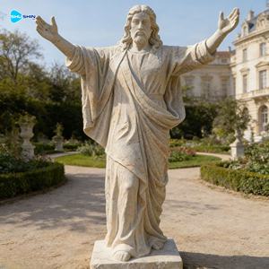 Kilise Dini Katolik İsa Yaşam Boyu Beyaz Mermer İsa Heykeli 3 Keçi Heykeli ile - Product Image 6