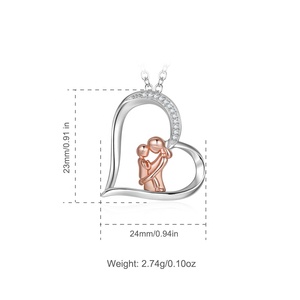 Isunni S925เงินสเตอร์ลิงชุบโรสโกลด์<span class=keywords><strong>แม่</strong></span>และลูกชายสร้อยคอหัวใจสำหรับแม่ - Product Image 2