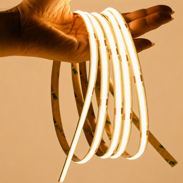 CRI 90+ Dot-less COB LED Strip Light, 320 LEDs/m DC 12V 24V 8mm Flexible Linear Tape for Premium Indoor Decorative Lighting