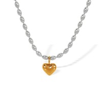 Collier pendentif cœur plaqué or en acier inoxydable hypoallergénique pour femme - Grande vente