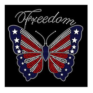 Motivo de Cristal Termotransferible Personalizado con Diseño de Mariposa de la Libertad del Día de la Independencia de EE. UU. - Product Image 1
