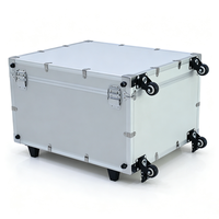 Valise de transport en aluminium argenté avec 4 roulettes pivotantes, roulettes à frein et poignée télescopique, valise vide à roulettes pour mousse personnalisée