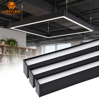 Lonyung Luminaire LED linéaire suspendu carré personnalisé en aluminium pour projet de bureau Garantie DLC 5 ans