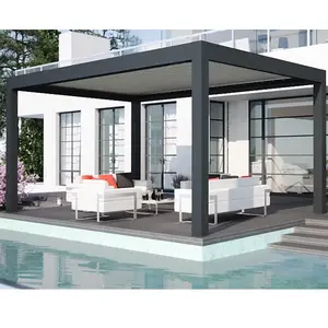 高级现代豪华户外凉棚铝防水百叶窗屋顶金属花园凉棚