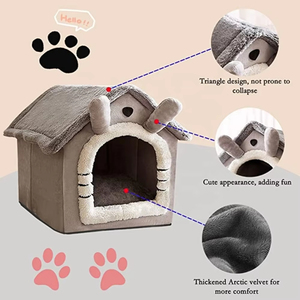 Cama plegable para perros y gatos, cálida para invierno, tipo <span class=keywords><strong>nido</strong></span>, cesta, cueva, sofá, para mascotas pequeñas y medianas, productos para mascotas - Product Image 6