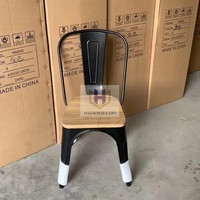 Vente en gros chaise de salle à manger industrielle bistro style vintage empilable pour café avec siège en bois métal pour restaurant