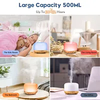 Diffuseur d'arômes 500ML Finition de grain de bois Humidificateur d'aromathérapie à huile essentielle électrique Télécommande pour usage domestique et de bureau