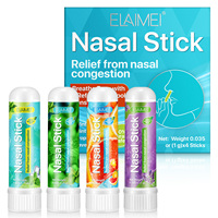 ELAIMEI Lot de 4 bâtonnets nasaux d'aromathérapie sûrs, respiration rafraîchissante, inhalateur nasal 100% naturel pour la relaxation quotidienne