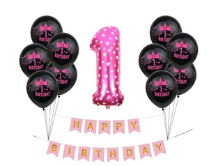 Kit di palloncini di 1 ° anno decorazioni per feste di <span class=keywords><strong>buon</strong></span> <span class=keywords><strong>compleanno</strong></span> rosa blu palloncino a elio bandiera Banner forniture per decorazioni per Baby Shower - Product Image 5