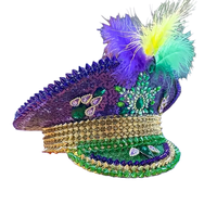 Chapeau de capitaine steampunk à strass à faible MOQ, chapeau de pirate avec logo personnalisé, idéal pour la pêche sur glace, le derby et les soirées en bar sur glace