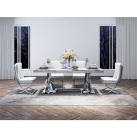 Meubles de salle à manger pour la maison, table rectangulaire, fabricant de meubles de restaurant, ensemble de salle à manger, marbre, acier inoxydable, haute qualité, luxe, moderne