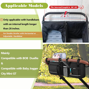 Heavy Duty Double Stroller Organizer <strong>Baby</strong> Stroller <strong>Caddy</strong> with Detachable Cooler Bag for Diaper Storage - Product Image 5