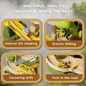 Set de Pista de Carreras de Dinosaurios EPT para Niños, Pista Deslizante por Gravedad con 4 Coches de Juguete, Set de Pista de Vehículos para Jugar en Interiores - Product Image 6