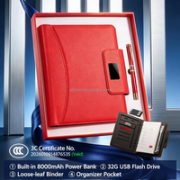 Benutzerdefiniertes Logo Eingebaute 8000mAh Wiederaufladbare Schreibwaren-Powerbank 32GB USB-Speicher Executive Firmengeschenk-Set