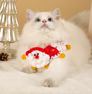 Vêtements pour chats écharpe pour animaux de compagnie collier de marionnette en tissu chat automne et hiver décoration écharpe pour chien en hiver - Product Image 4