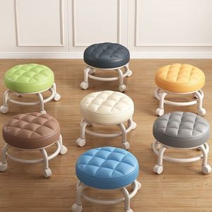 Tufted <b>Round</b> <b>Stool</b> With Casters For Home Childrens Use 30cm Diameter Multicolor Options - Product Image 4