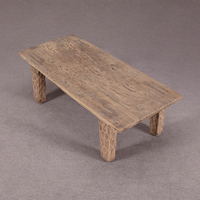Table basse en bois massif à pieds sculptés, style organique antique, pour salon