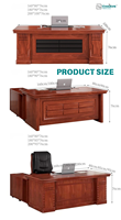 Bureau en forme de L de Foshan en MDF avec armoire de rangement, style classique en bois d'acajou vintage pour directeur, président, cadre supérieur, PDG, patron