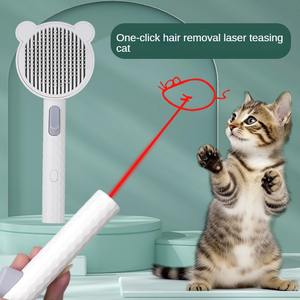 Peine para mascotas para limpieza de pelo suelto y desenredado de nudos, con limpieza de un solo clic, removedor de pelo, y láser para perros, para aliviar la ansiedad de gatos. - Product Image 2